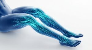다리 저림 증상을 형상화한 의학적 3D 일러스트