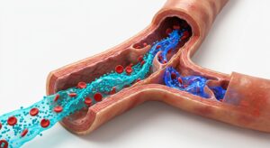 혈류의 흐름과 판막 기능을 시각화한 의학적 3D 일러스트